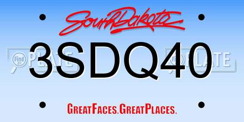 3SDQ40 South Dakota License Plate