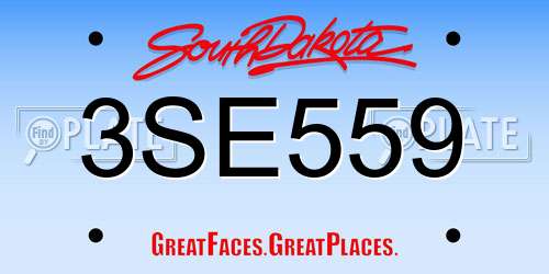 3SE559 South Dakota License Plate