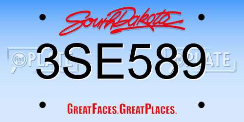 3SE589 South Dakota License Plate