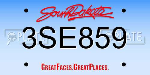 3SE859 South Dakota License Plate