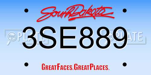 3SE889 South Dakota License Plate