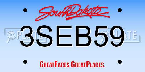 3SEB59 South Dakota License Plate