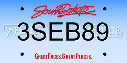 3SEB89 South Dakota License Plate