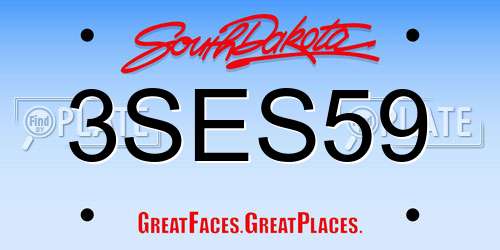 3SES59 South Dakota License Plate