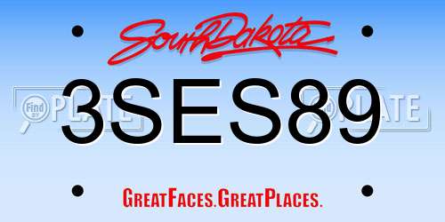 3SES89 South Dakota License Plate