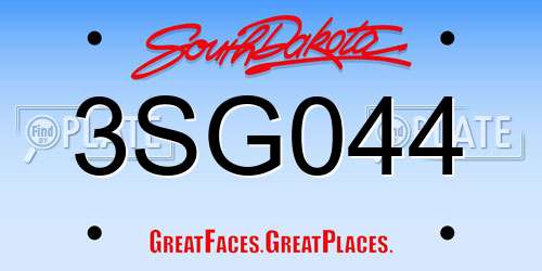 3SG044 South Dakota License Plate