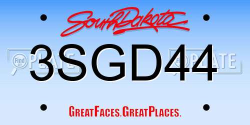3SGD44 South Dakota License Plate