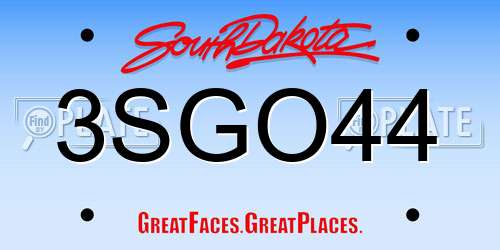 3SGO44 South Dakota License Plate