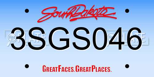 3SGS046 South Dakota License Plate