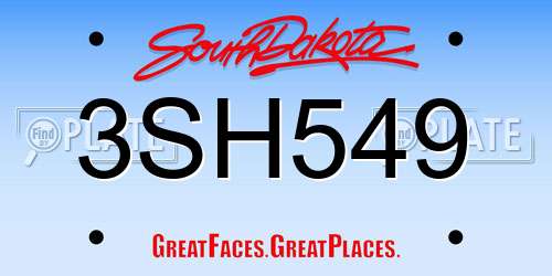 3SH549 South Dakota License Plate