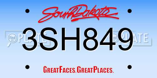3SH849 South Dakota License Plate