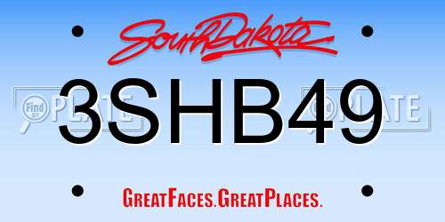 3SHB49 South Dakota License Plate