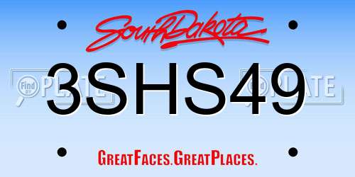 3SHS49 South Dakota License Plate