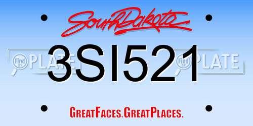 3SI521 South Dakota License Plate
