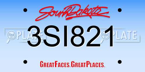3SI821 South Dakota License Plate