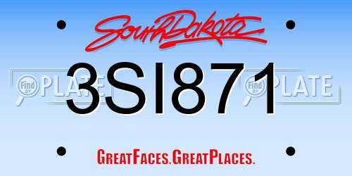 3SI871 South Dakota License Plate