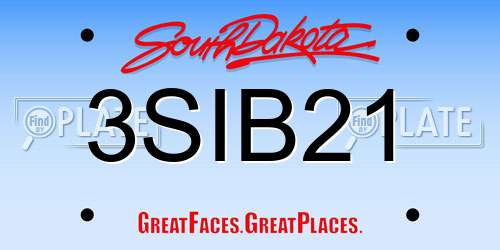 3SIB21 South Dakota License Plate