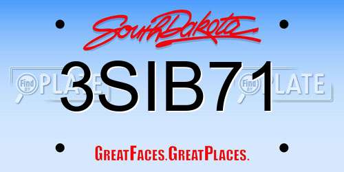 3SIB71 South Dakota License Plate