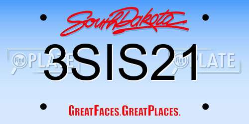 3SIS21 South Dakota License Plate