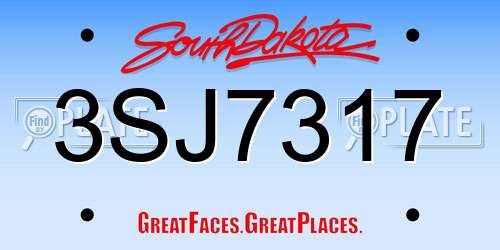 3SJ7317 South Dakota License Plate