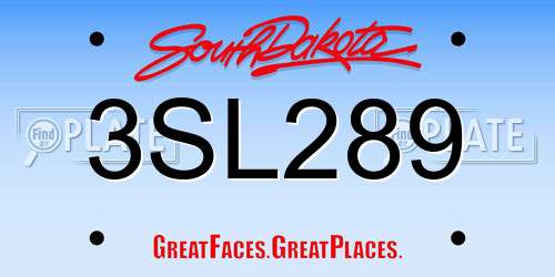 3SL289 South Dakota License Plate