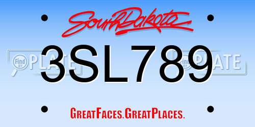 3SL789 South Dakota License Plate