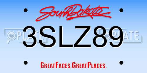 3SLZ89 South Dakota License Plate