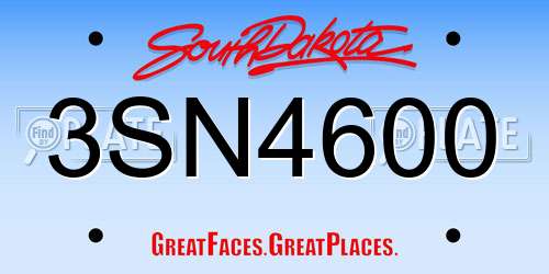 3SN4600 South Dakota License Plate