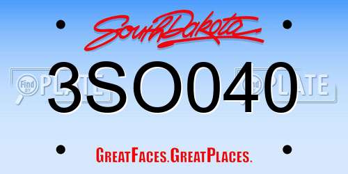 3SO040 South Dakota License Plate