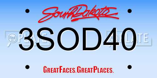 3SOD40 South Dakota License Plate
