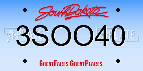 3SOO40 South Dakota License Plate