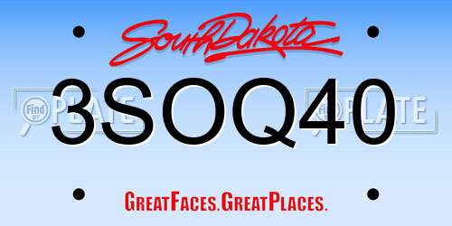 3SOQ40 South Dakota License Plate