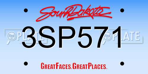 3SP571 South Dakota License Plate