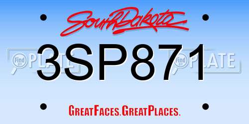 3SP871 South Dakota License Plate