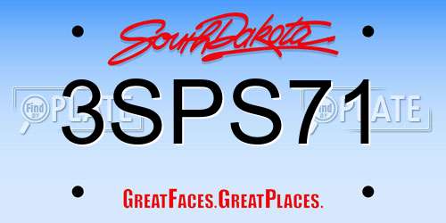 3SPS71 South Dakota License Plate
