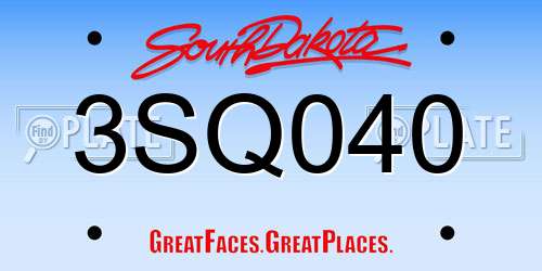 3SQ040 South Dakota License Plate