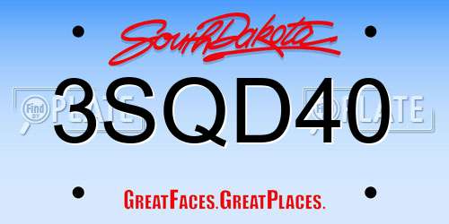 3SQD40 South Dakota License Plate