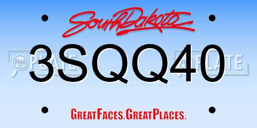 3SQQ40 South Dakota License Plate