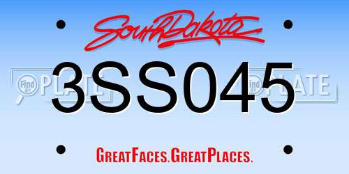 3SS045 South Dakota License Plate