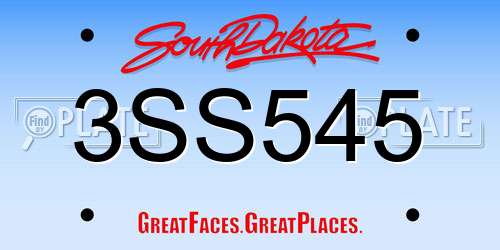 3SS545 South Dakota License Plate