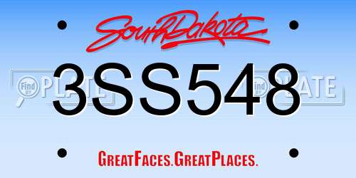 3SS548 South Dakota License Plate