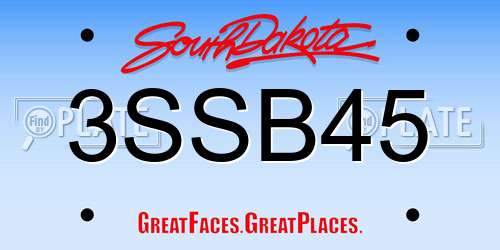 3SSB45 South Dakota License Plate