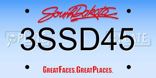3SSD45 South Dakota License Plate