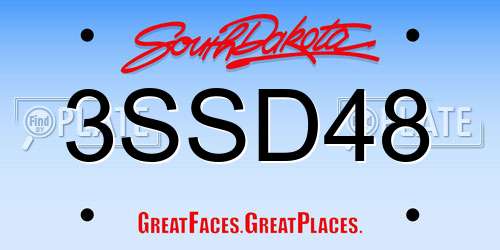 3SSD48 South Dakota License Plate