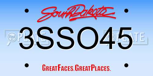 3SSO45 South Dakota License Plate
