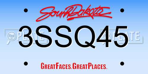 3SSQ45 South Dakota License Plate