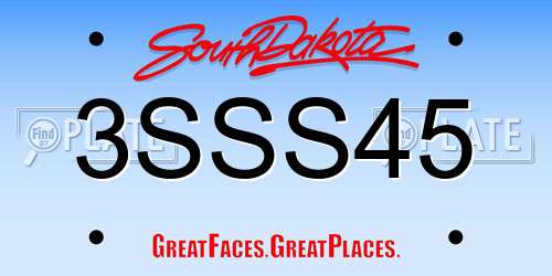 3SSS45 South Dakota License Plate