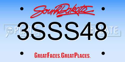 3SSS48 South Dakota License Plate