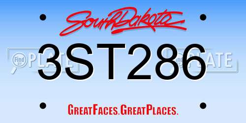 3ST286 South Dakota License Plate