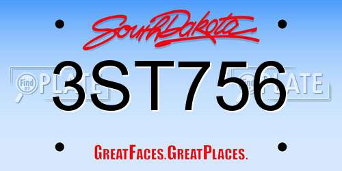 3ST756 South Dakota License Plate